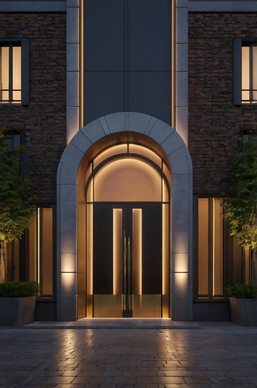 Placeholder image for hotel entrance and curbside view